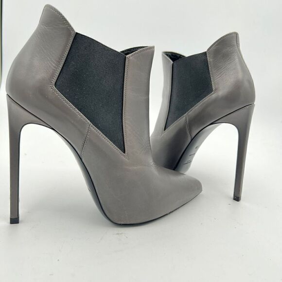 Saint Laurent Paris Women's Gray Leather Chelsea Boots Size 39 - Picture 12 of 12